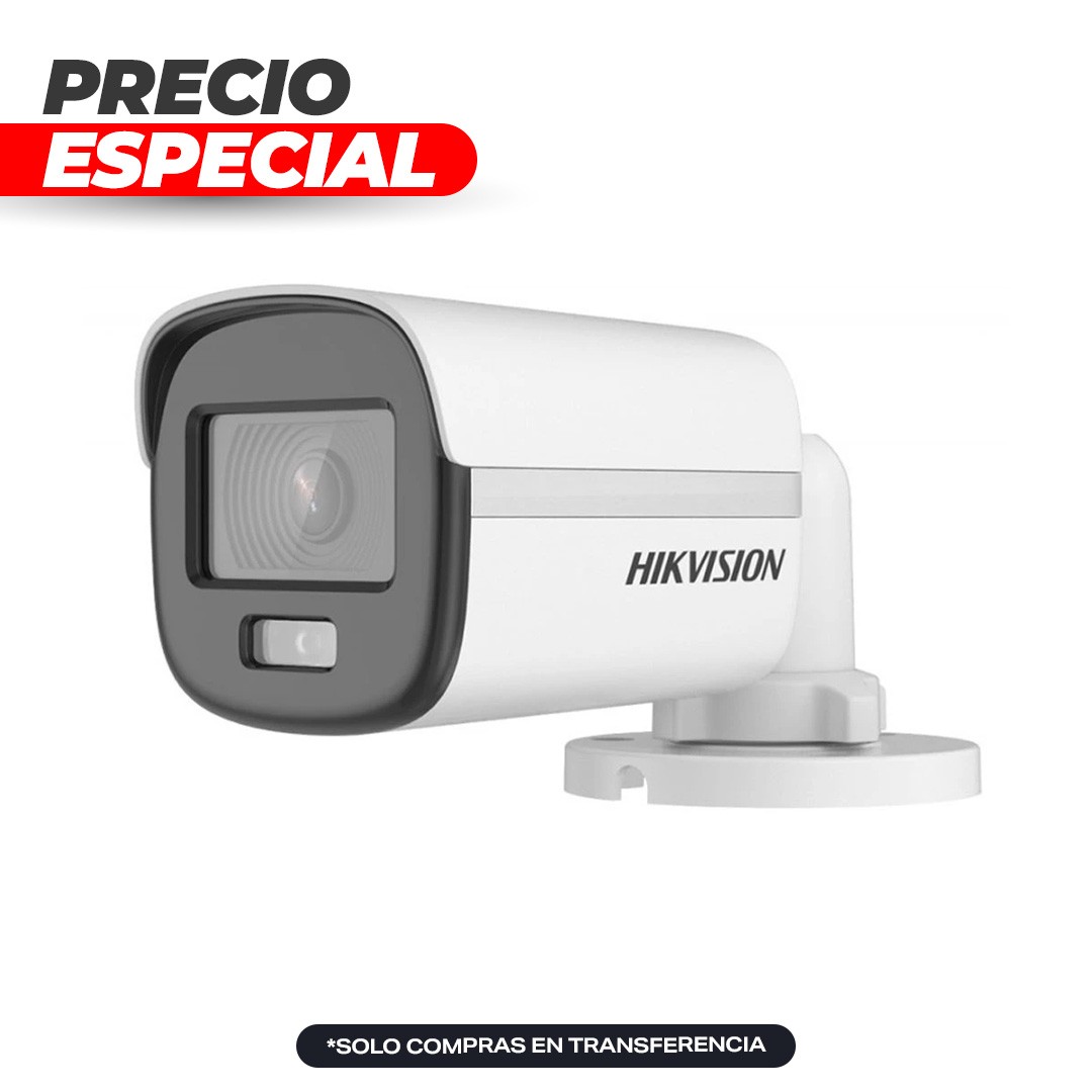 Cámara Bullet Análoga 2MP 2.8mm ColorVu IR20m IP67 DS-2CE10DF0T-PF Hikvision
