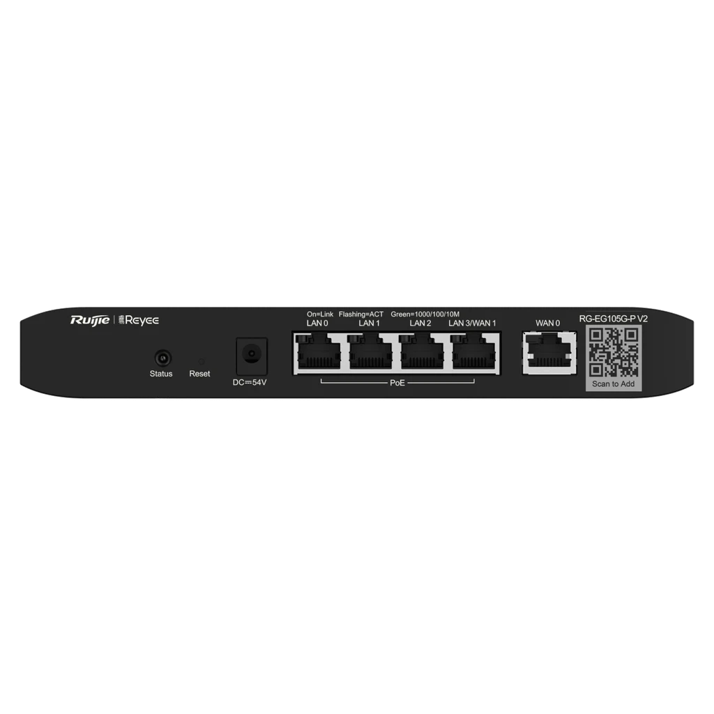 Router administrado por la Nube de REYEE 5 puertas 10/100/1000 Base-T 4 son PoE, 2 RG-EG105G-P-V2