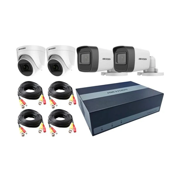 Hikvision E04HG2B2T-KITC Kit ColorVU Audio EDVR 4CH 2 cámaras Domo 2 cámaras Bala 2MP 2.8mm
