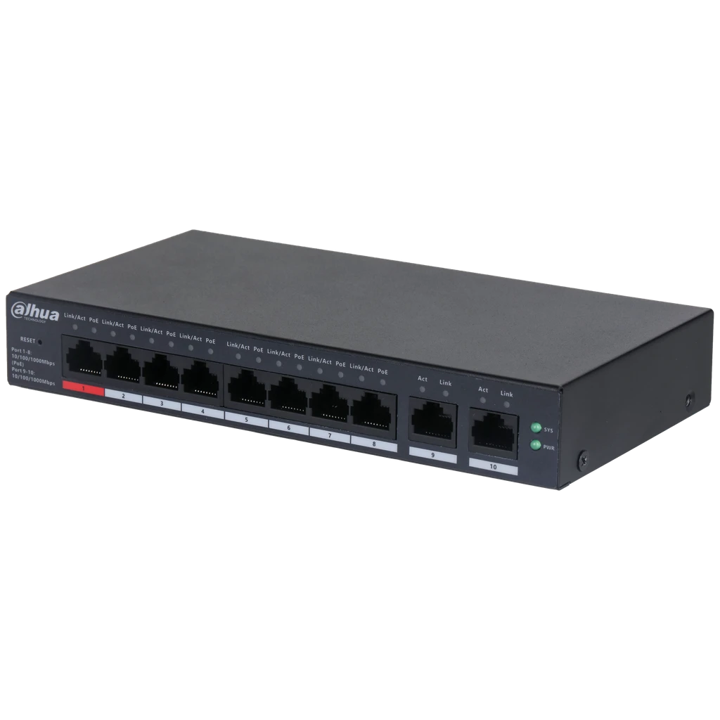 SWITCH 8 PUERTOS POE DAHUA GIGA. ADMIN CLOUD. DH-CS4010-8GT-110.