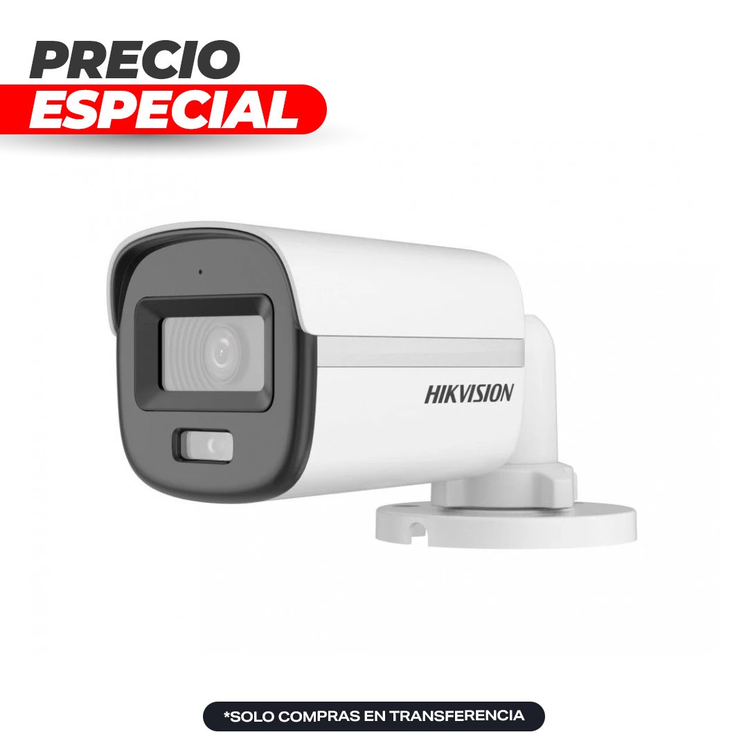 Cámara Bullet TVI 2MP ColorVu Smart Dual Light 20m DS-2CE10DF0T-LPFS 2.8mm Hikvision