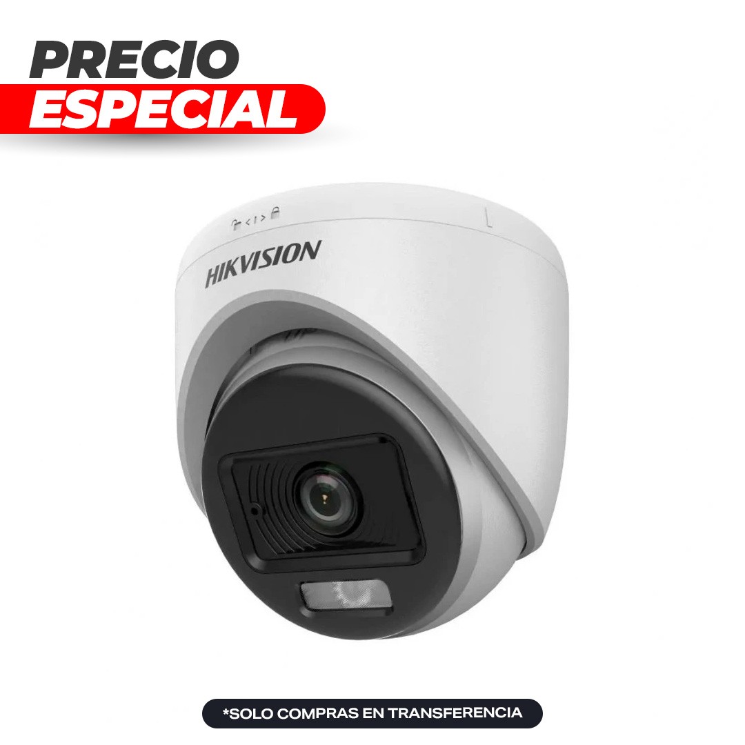 Cámara Domo TVI 2MP ColorVu Smart Dual Light 20m DS-2CE70DF0T-LPFS 2.8mm Hikvision