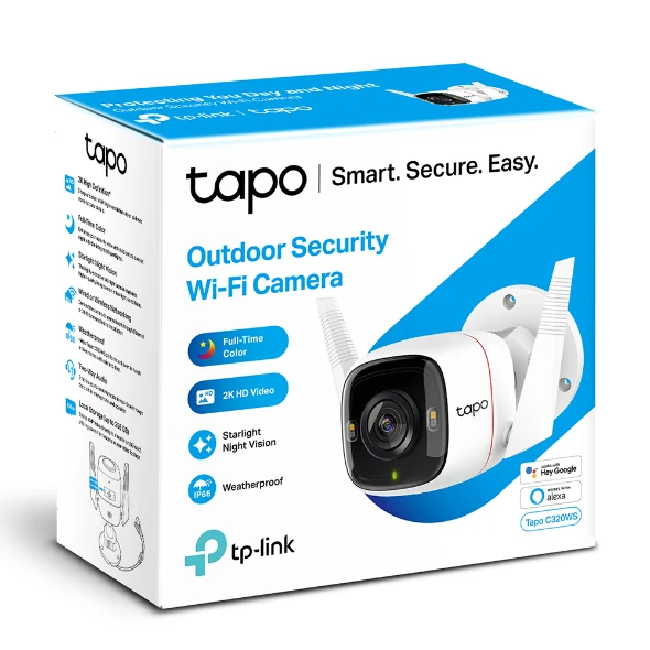 Cámara IP Tapo wifi exterior tipo bullet 2K visión nocturna a color Tapo C320WS