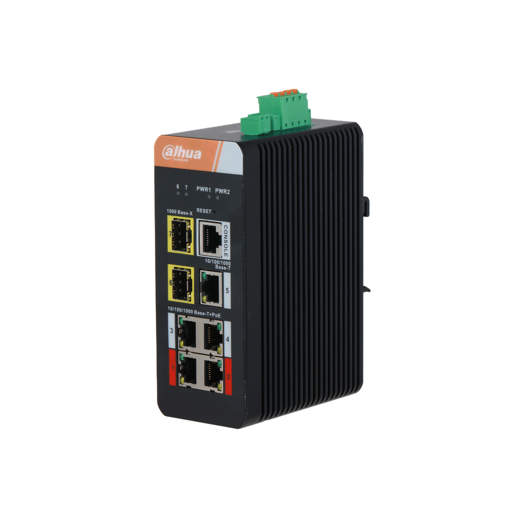 Switch Industrial con 7 Puertos Gigabit y PoE DH-IS4207-4GT-120 Dahua