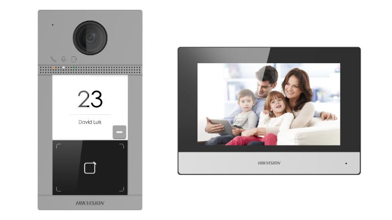 KIT IP Video Portero Wifi IP65 IK08 Visualización Celu. DS-KIS604-P Hikvision