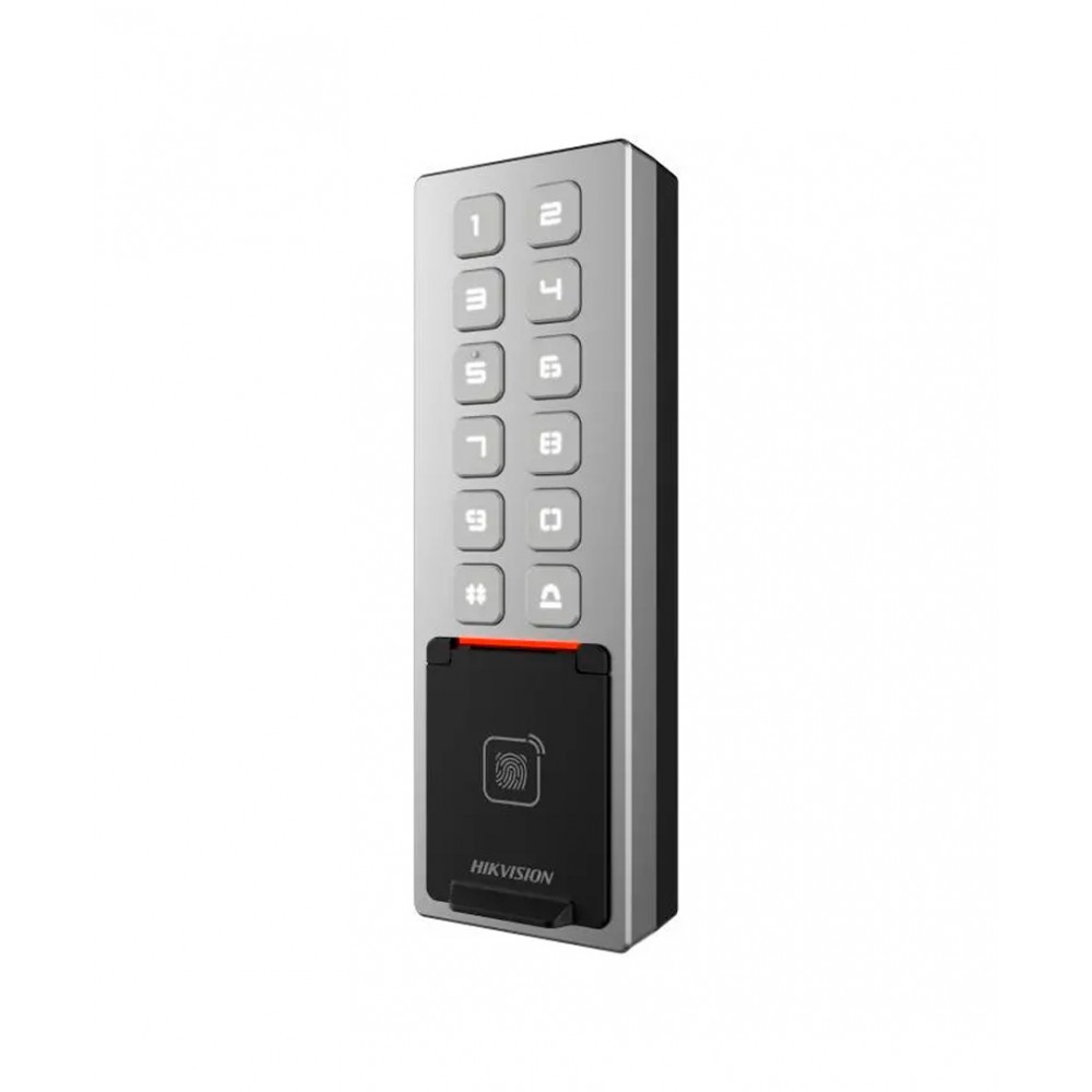 Teclado Exterior WiFi Antivandálico IP65 + IK08 Huella, Bluetooth Administrable en la Nube DS-K1T805MBFWX Hikvision