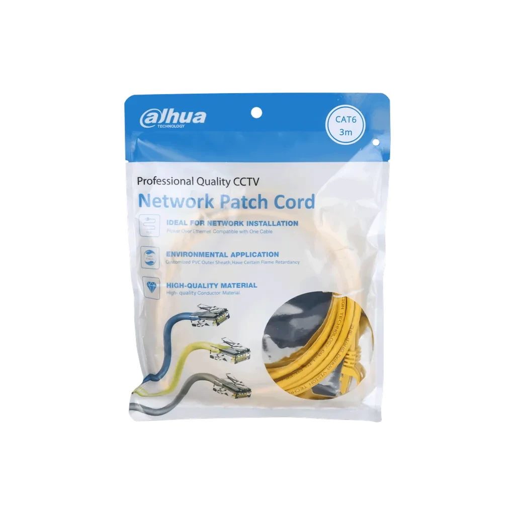 DH-PFM972-6U-3-blue. Patch cord 3 metro Dahua categoría 6 de 24AWG COLOR AMARILLO