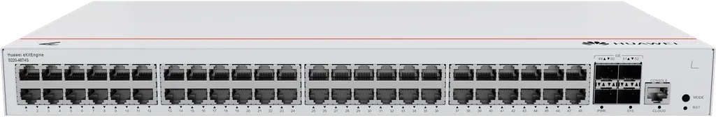 S220-48T4S. Switch Huawei eKit 48 puertos 10/100/1000Base-T 4 Puertos 1GE SFP capacidad de conmutación de 104 Gbit/s capacidad de reenvió de paquetes de 77 Mpps