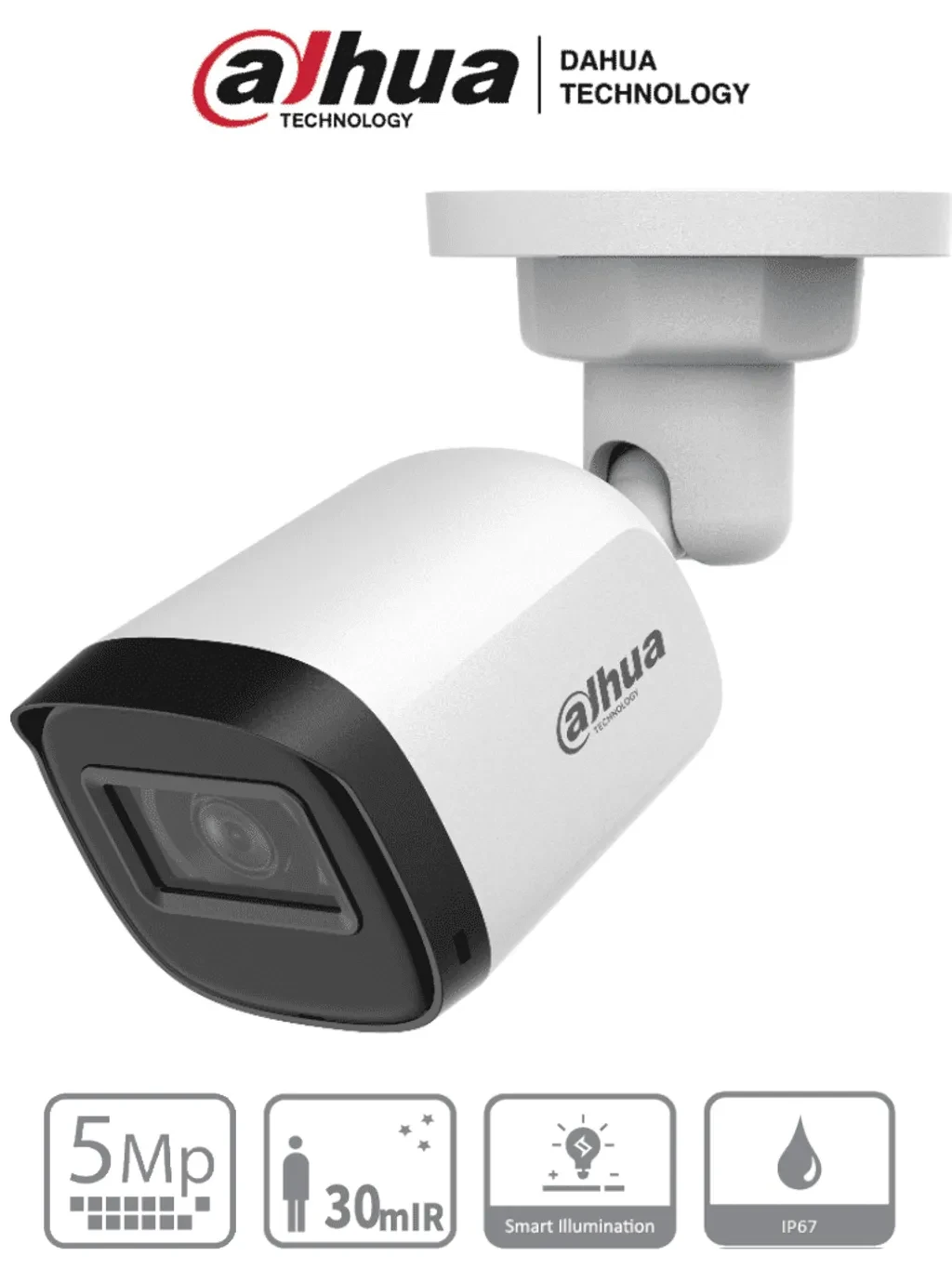 DH-HAC-B1A51N-U-0280B-S2. CAMARA BALA DAHUA HDCVI. 5MP. LF 2.8MM. IR 20MTS. IP67.