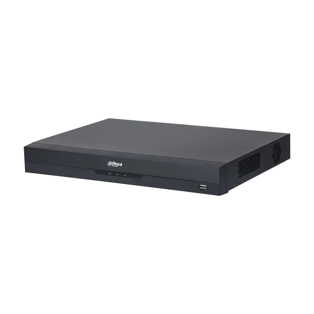 DHI-NVR4216-EI. NVR Dahua de 16 Canales serie 4XXX WizSense soporta 2 HDD cámaras de hasta 16MP soporta analíticas por medio de las cámaras.
