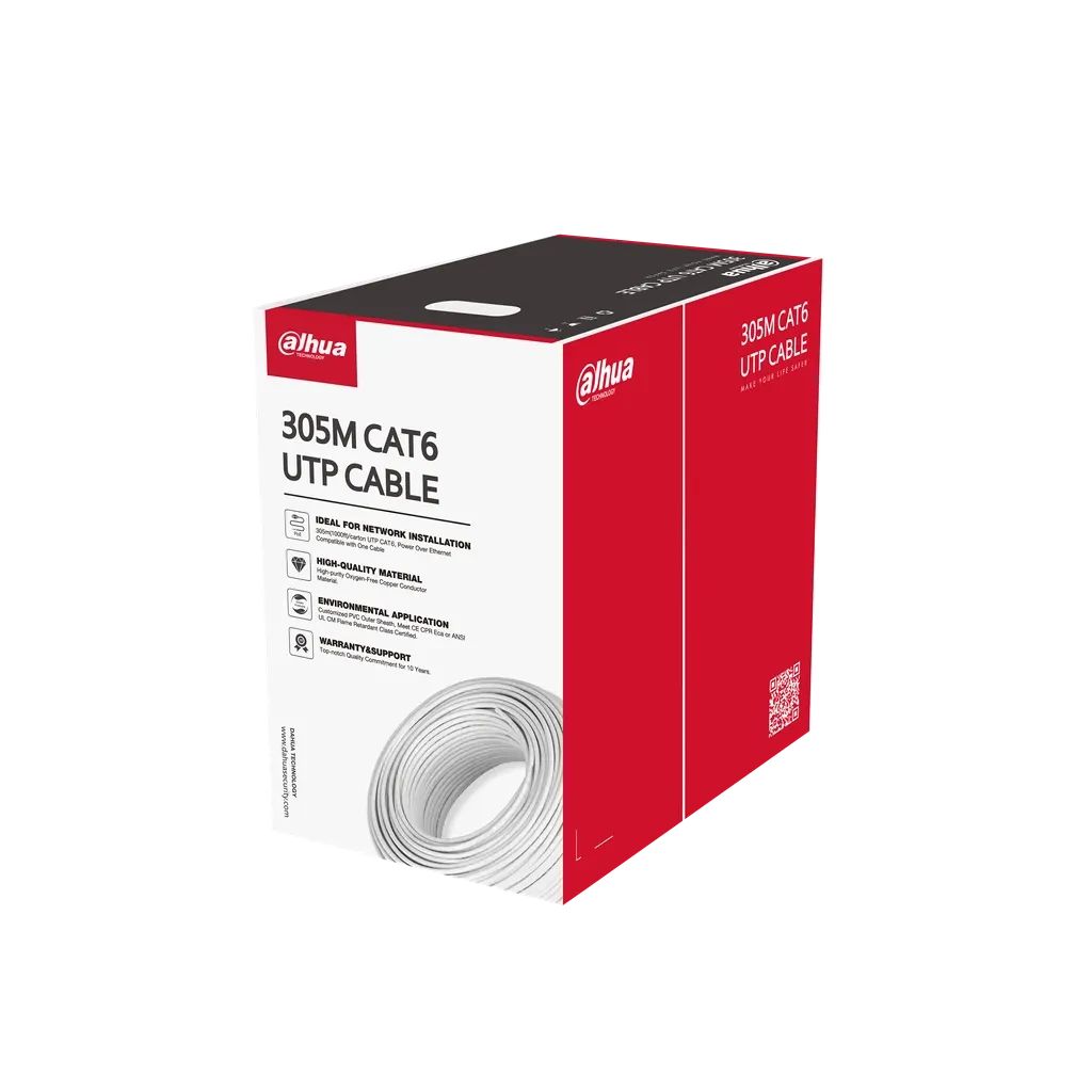 DH-PFM923I-6UN-C. Cable UTP Dahua Cat. 6 libre alógeno (LSZH) clase CPR E bobina de 305m