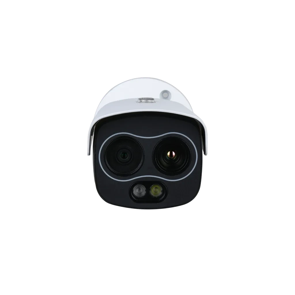 Cámara térmica Dahua con doble lente tipo bullet lente óptico de 4Mp en 4mm, lente térmico de 256x192 en 3.5mm DHI-TPC-BF1241-B3F4-DW-S8