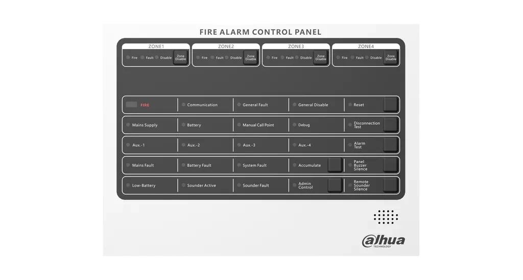 DHI-HY-C102-4. Panel Dahua de control de alarma contra incendios convencional Wisualarm