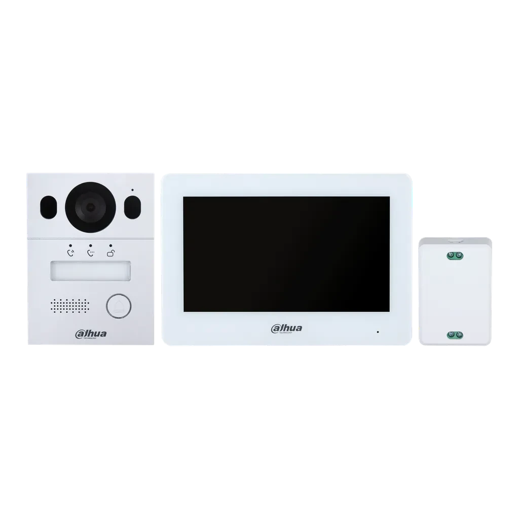 DHI-KTX01(S). Kit Video portero de 2 Hilos pantalla de 7" (VTO2003F / VTH5123H-W / VTNC1003C / VTM115)