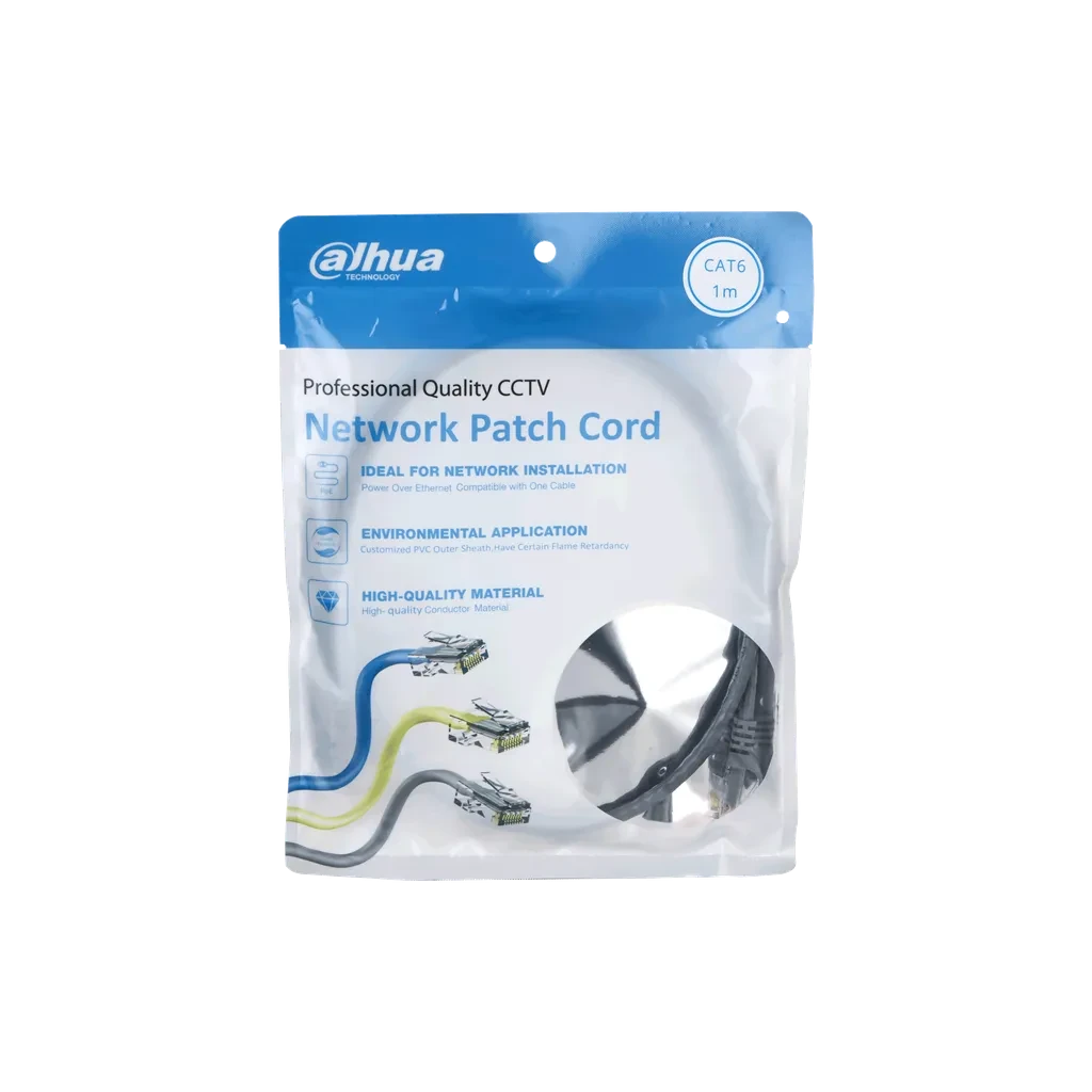 DH-PFM972-6U-1-gray. Patch cord 1 metro Dahua categoría 6 de 24AWG COLOR GRIS