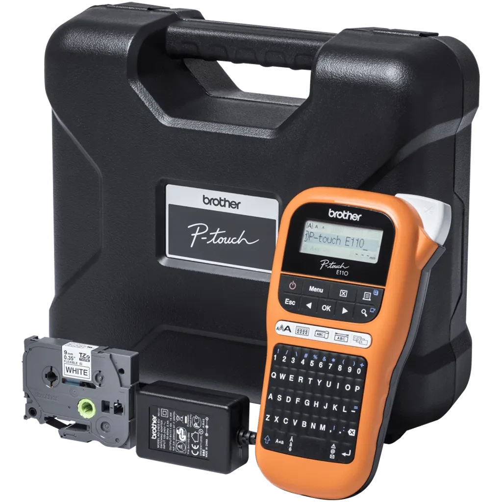 PTE110VP. Rotuladora BROTHER de Etiquetas TZe/3,5-12mm requiere 6-AAA Con Maleta QWERTY 1-Mano