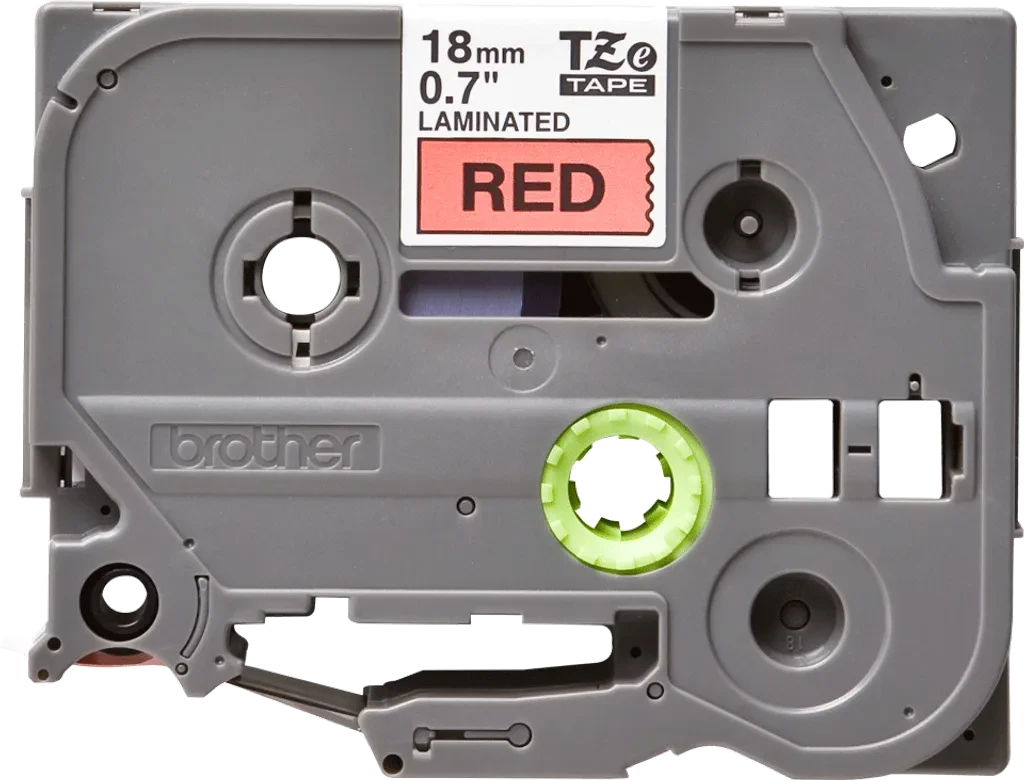 TZe441. Cinta BROTHER 18mm Negro en Fondo Rojo 8mt p/PT-E300/E550/D600
