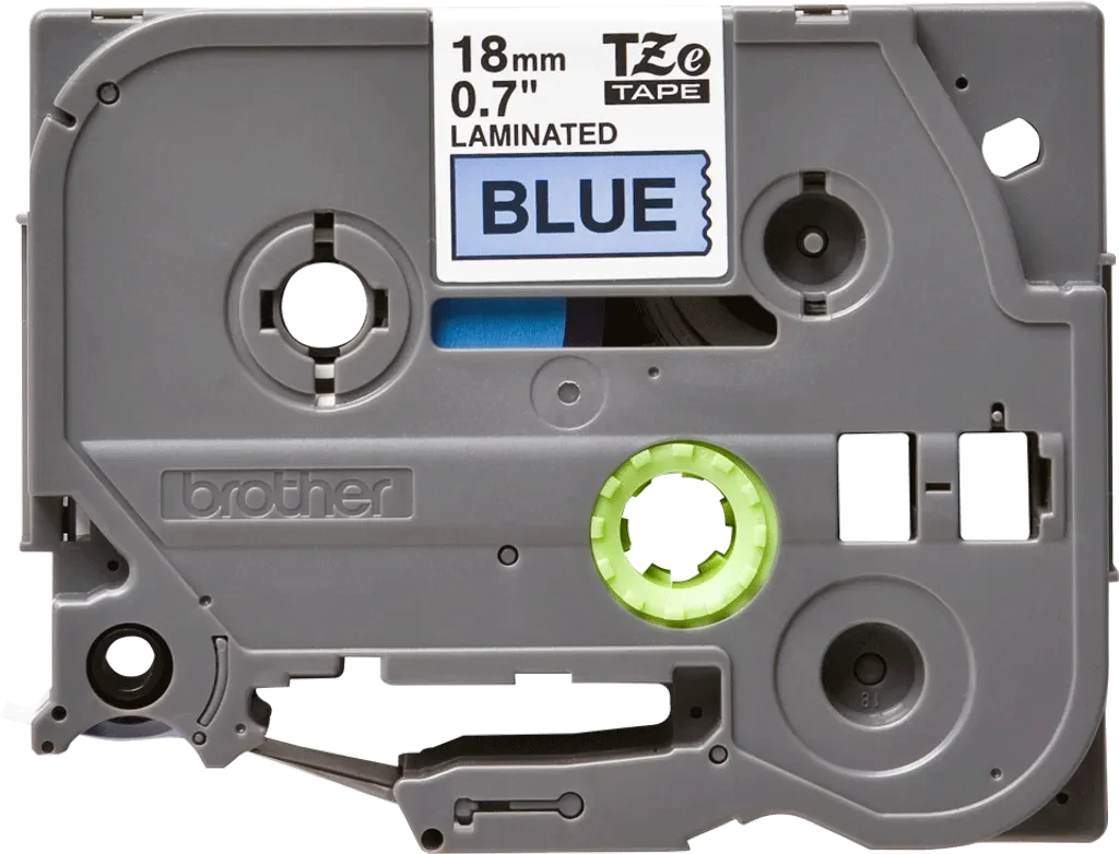 TZe541. Cinta BROTHER 18mm Negro en Fondo Azul 8mt p/PT-E300VP/D600VP/E550WVP
