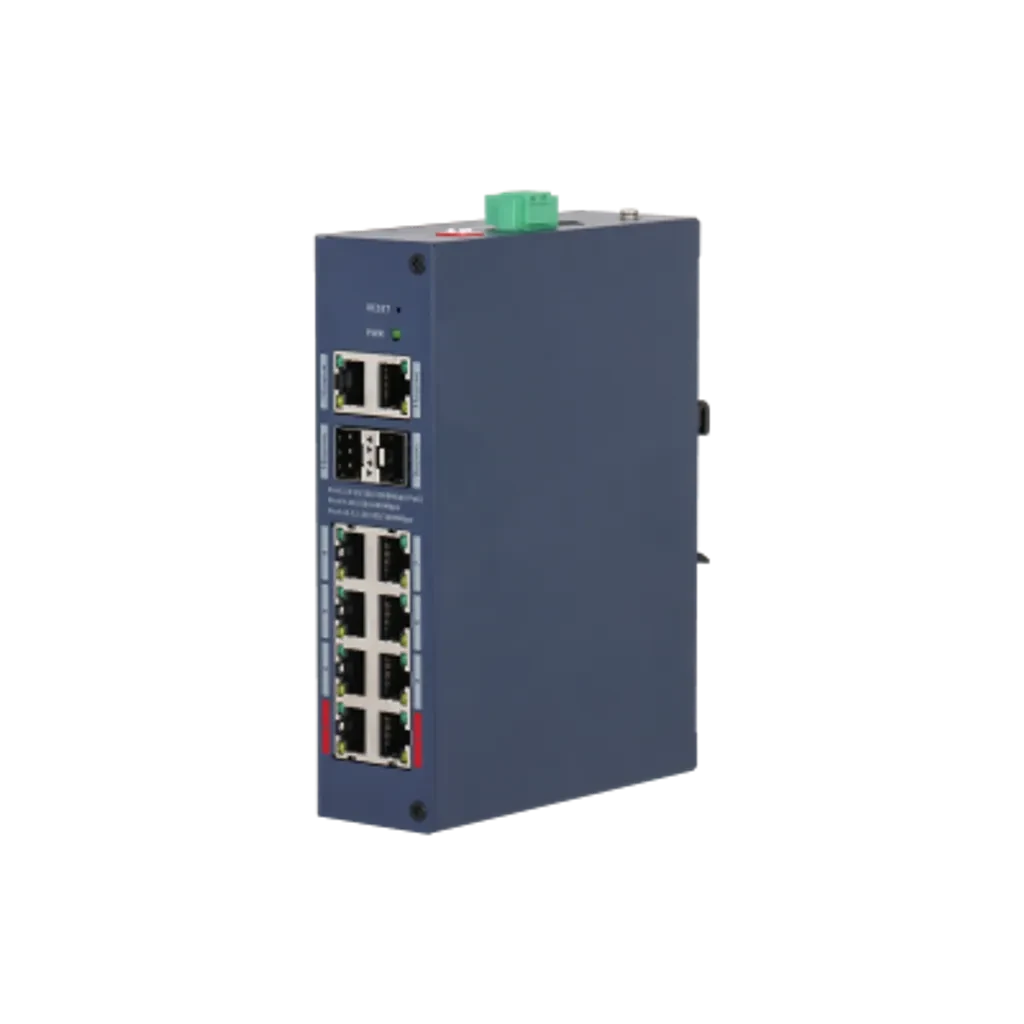 DH-CHS4212-8GT-110. Switch Dahua Formato Industrial, 8 Puertos Poe 10/100/1000, 2 Puertos SFP 10/100/1000, 2 Puertos uplink 10/100/1000, protección IP30 y IK06.