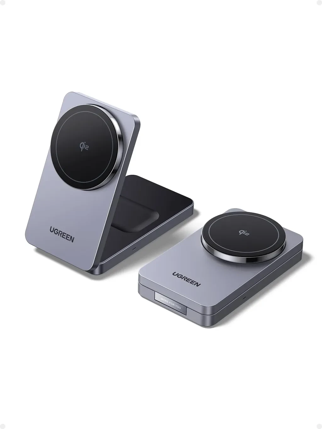 W706. UGREEN Cargador Magnetico inalámbrico 20W. 2-en-1 (Celular y audifonos) Color Space Gray.