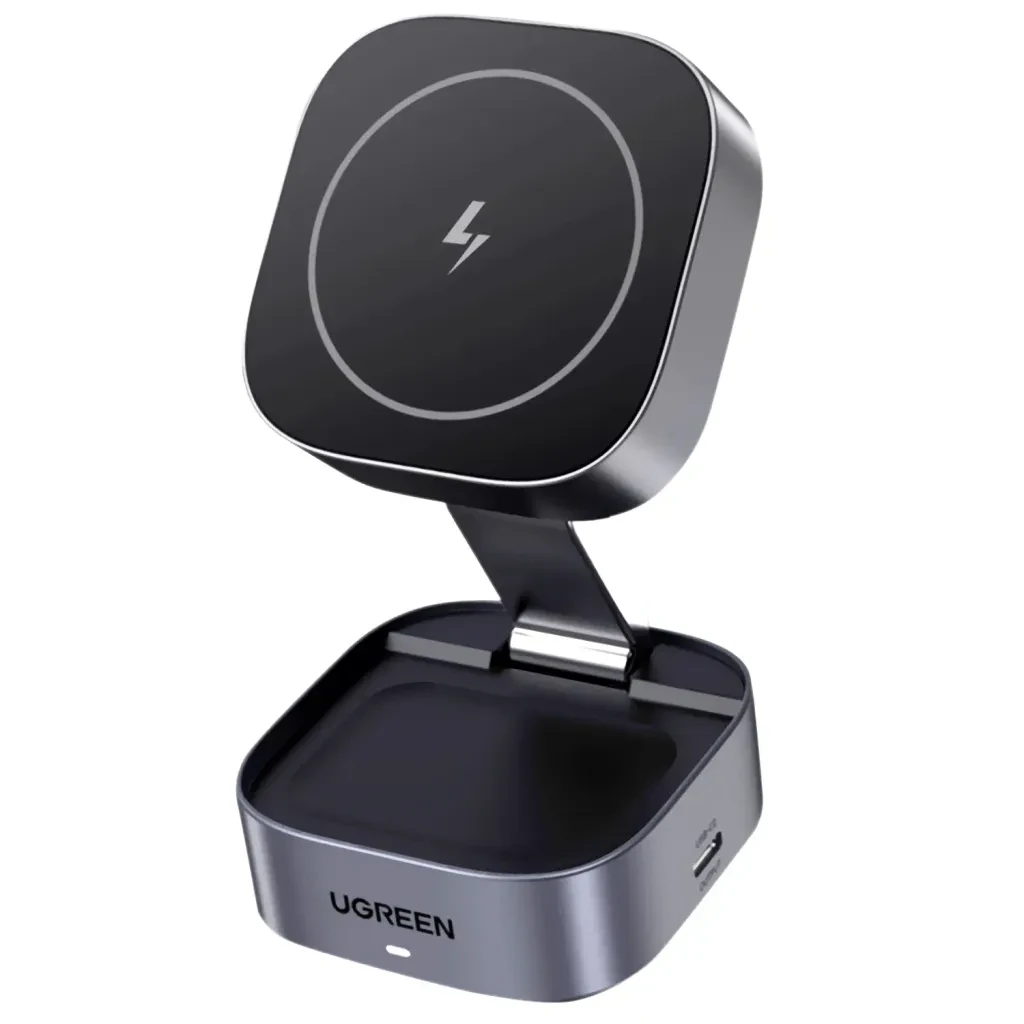 W526. Cargador Magnetico inalambrico UGREEN 2-en-1 (celular + audífonos) + puerto extra de carga USB-C.