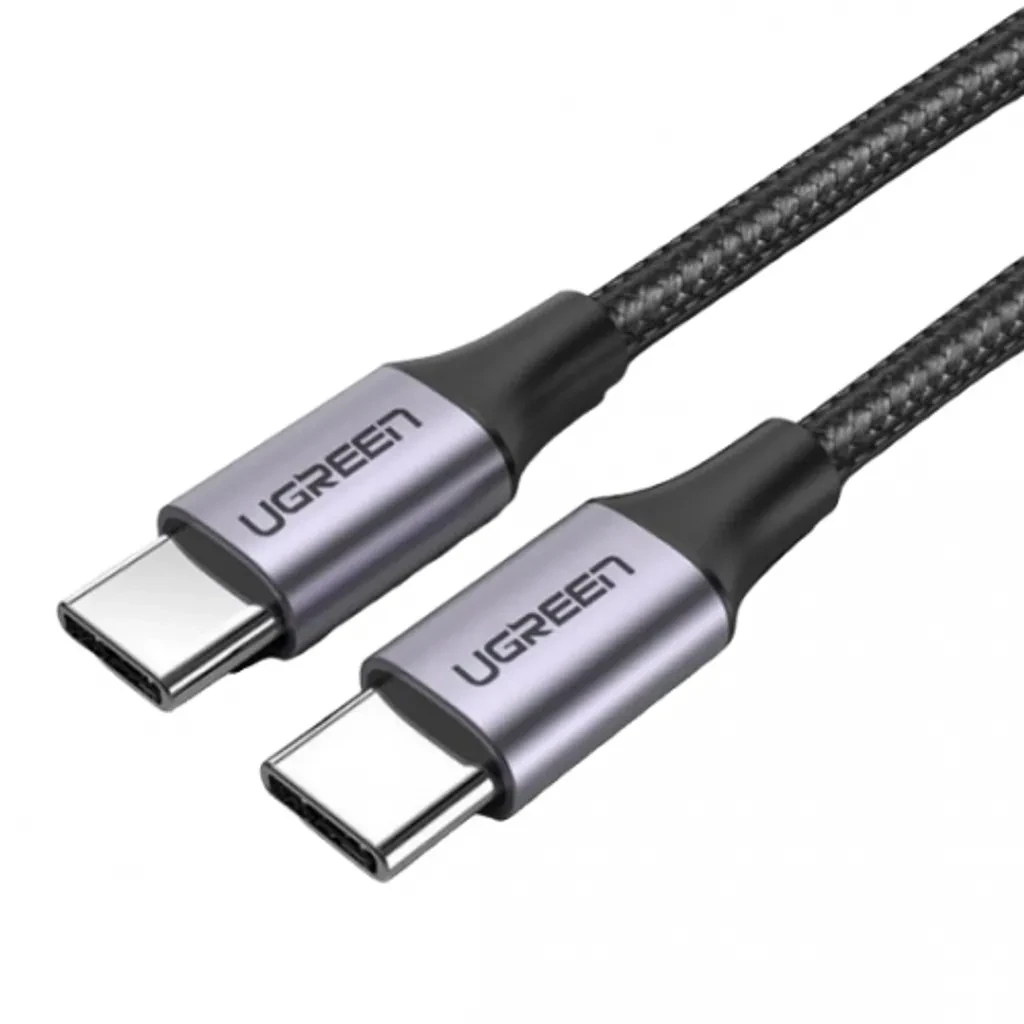 US261(1m). Cable USB-C 2.0 UGREEN 1Mts. 3A Carga rápida. Mat Aluminio Niquelado. Gris con Negro