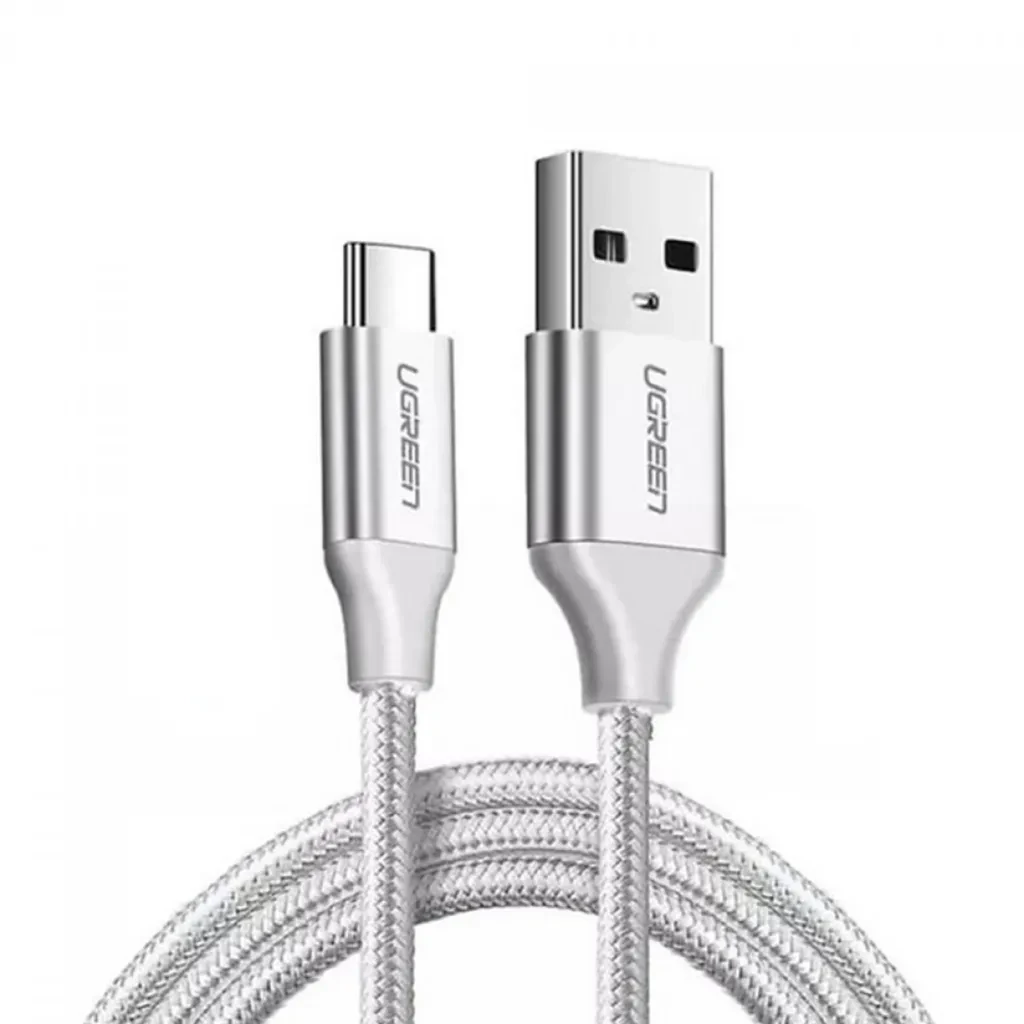 US288-W(1M). Cable USB A 2.0 a USB-C Blanco 1 Metro UGREEN. Cable niquel trenzado de aluminio