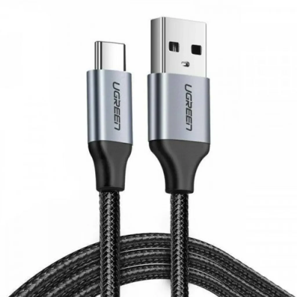 US288-B(1M). Cable USB A 2.0 a USB-C Negro 1 Metro UGREEN. Cable niquel trenzado de aluminio